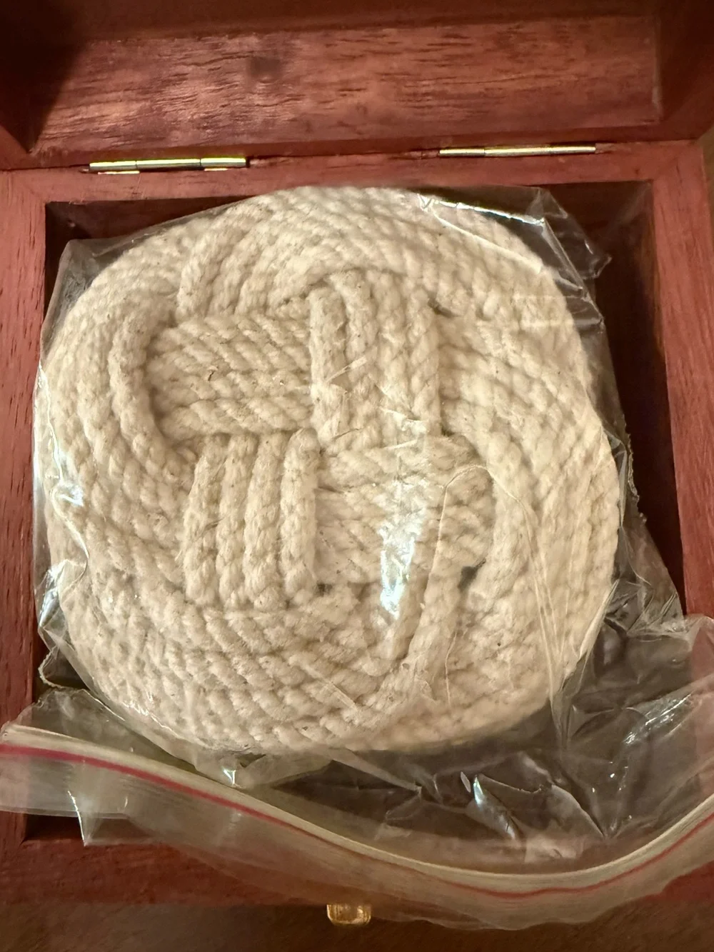 NEW Set of 4 Rope Coasters w/ Anchor Box Nautical Home Decor Bar Accessories